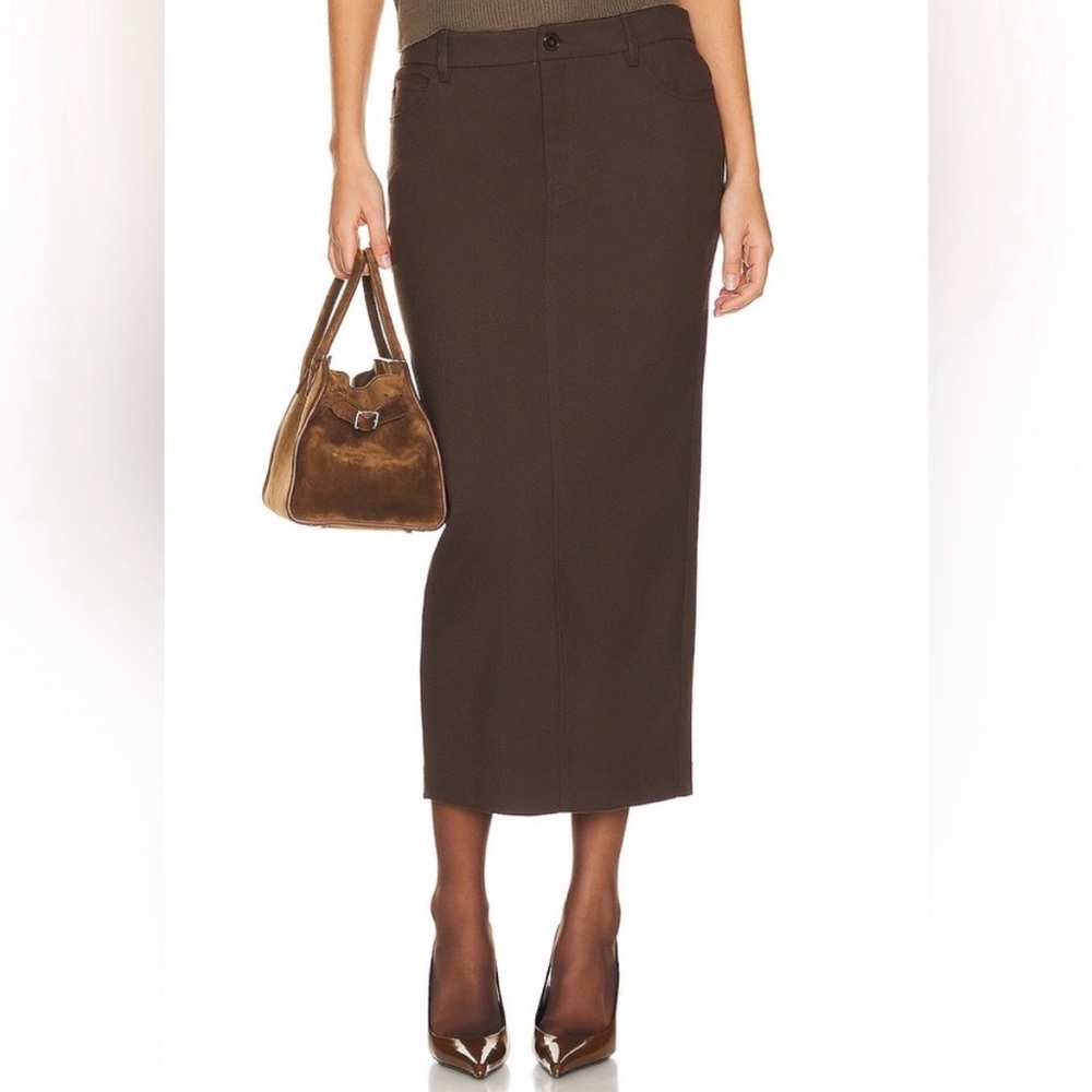 Classic Brown Midi Pencil Skirt